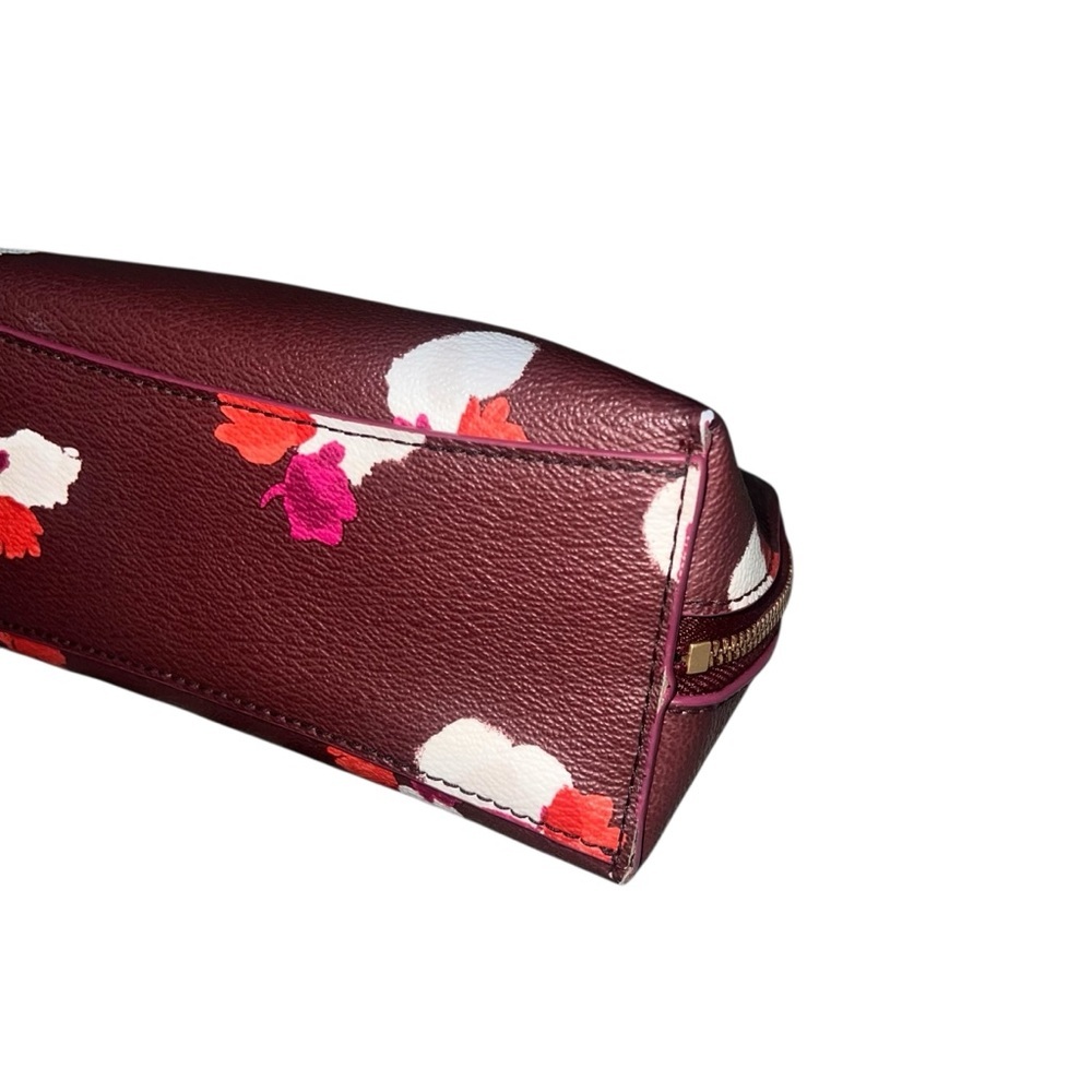EUC Coach Cosmetic Case 17 Pouch Coated Canvas Zippered Burgundy Multi Floral - Picture 7 of 12